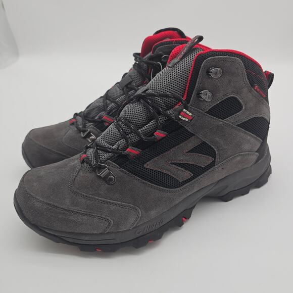 HI TECH mens Flagstaff waterproof hiking boots grey red leather boots. SZ 12 - Picture 4 of 5
